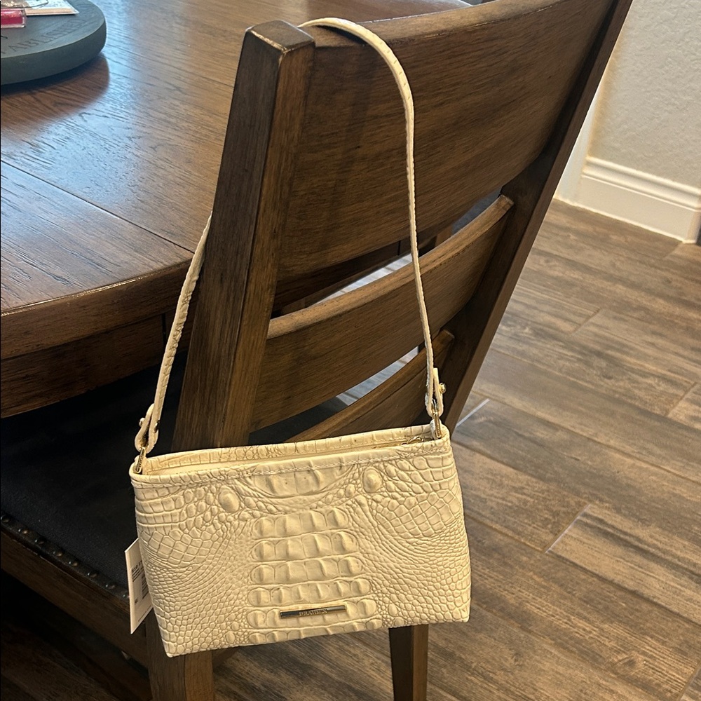 New never used Brahmin Cream Crocodile-Embossed Shoulder Bag